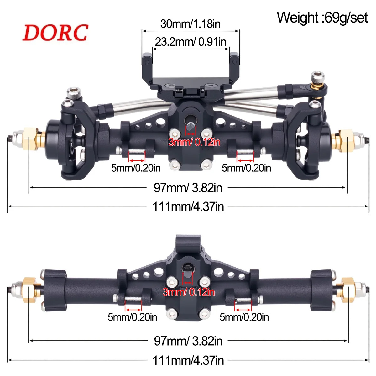 Rc Crawler Axle Parts - 1Set Plastic Axles w/ Servo Mount